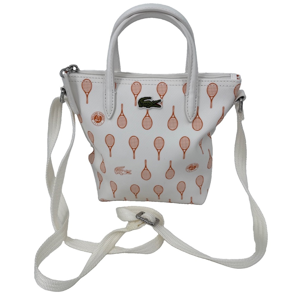 Lacoste Mini Roland-Garros Edition Tote White & Orange Sports Tennis Preppy